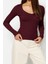 Stil Kadın Bordo-Taş 2li Paket Fitted Vücuda Oturan Pamuklu Esnek Bluz Örme Slim Kalıp 5