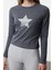 Stil Kadın Fitted Vücuda Oturan Baskılı Pamuklu Esnek Bluz Crop Örme Slim Kalıp 1