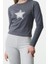 Stil Kadın Fitted Vücuda Oturan Baskılı Pamuklu Esnek Bluz Crop Örme Slim Kalıp 2