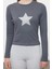 Stil Kadın Fitted Vücuda Oturan Baskılı Pamuklu Esnek Bluz Crop Örme Slim Kalıp 3