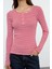 Stil Kadın Çıtçıtlı Fitted Vücuda Oturan Fitilli Esnek Bluz Regular Örme Slim Kalıp 3