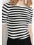 Kadın Moda Şık Üst Giyim Regular Bisiklet Yaka Regular Kalıp Triko Basic Çizgili Kazak 4