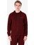 Bordo Erkek Fermuarlı Kapüşonlu Sweatshirt 23N-1121 1