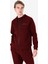 Bordo Erkek Fermuarlı Kapüşonlu Sweatshirt 23N-1121 2