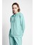 Comfort Fit 23BTBS002118011 Yeşil Kadın Fermuarlı Kapüşonlu Sweatshirt 23B-2118 1