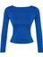 Stil Kadın Pamuklu Esnek Fitted Vücuda Oturan Esnek Bluz Crop Örme Slim Kalıp 3