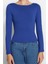 Stil Kadın Pamuklu Esnek Fitted Vücuda Oturan Esnek Bluz Crop Örme Slim Kalıp 4