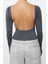 Kadın Regular Slim Kalıp Örme Derin Sırt Dekolteli Fitted Vücuda Oturan Pamuklu Esnek Bluz 5