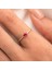 Gümüş Yüzük - Ruby Taşlı Dövülü Eskitme Minimal Tasarım Tektaş 925 Ayar Gümüş Yüzük 1