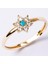 Altın Yüzük - Altın Yüzük - Mini Papatya Firuze (Turkuaz) Taşlı Minimal Tasarım 14 Ayar Altın Yüzük 3