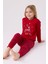 3106 Let It Snow Kız Çocuk Kırmızı Uzun Kol Pijama Takım 2