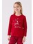 3106 Let It Snow Kız Çocuk Kırmızı Uzun Kol Pijama Takım 3