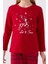 3106 Let It Snow Kız Çocuk Kırmızı Uzun Kol Pijama Takım 4