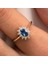 Altın Yüzük - Altın Yüzük - 1.05 Karat Safir Topaz 0.30 Karat Pırlanta (Signty) Taşlı Vintage 14 Ayar Altın Yüzük 1