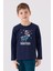 3165 Noel Garson Winter Erkek Çocuk Lacivert Uzun Kol Pijama Takım 3