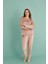 13165-9 Kadın Be Happy Kadife Manşetli Pijama Takım 4