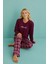 50902-54 Kadın Sleep Mode Milan Kumaş Uzun Kol Ekoseli Pijama Takım 5