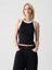 Kadın Siyah Modern Fitilli Crop Halter Yaka Atlet 1