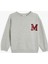 Bisiklet Yaka Slogan Baskılı Uzun Kollu Sweatshirt 1