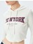 Uzun Kollu Slim Fit Fitilli Baskılı Kapüşonlu Crop Tişört 5
