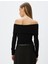 Crop Tişört Uzun Kollu Fermuarlı Fitilli Omzu Açık Slim Fit 4