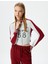 Crop Slim Fit Dik Yaka Kolej Baskılı Fermuarlı Sweatshirt 2