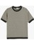 Örme Jakarlı Kısa Kollu Bisiklet Yaka Sweatshirt 1