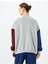 Renk Bloklu Uzun Kollu Bisiklet Yaka Baskılı Oversize Sweatshirt 5