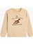 Oversize Sweatshirt Köpek Baskılı Uzun Kollu Bisiklet Yaka Şardonlu 1