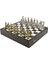 Büyük Boy Metal Ingiliz Satranç Takımı Parlak ve Ceviz Desenli Sandıklı Mdf TAHTASI(36X36X6 Cm.) 3