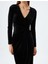 Uzun Kadife Elbise Slim Fit V Yaka Uzun Kollu Yırtmaç Detaylı 5