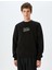 Pamuk Karışımlı Bisiklet Yaka Slogan Baskılı Sweatshirt 3