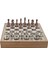 Metal Klasik Satranç Takımı Antik ve Rustik Desenli Mdf Sandıklı Satranç Tahtası (36X36X6 Cm.) 1