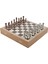 Metal Klasik Satranç Takımı Antik ve Rustik Desenli Mdf Sandıklı Satranç Tahtası (36X36X6 Cm.) 2