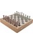Metal Klasik Satranç Takımı Antik ve Rustik Desenli Mdf Sandıklı Satranç Tahtası (36X36X6 Cm.) 3