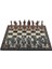 Büyük Boy Metal Ingiliz Satranç Takımı Antik ve Katlanır Ceviz Desenli Mdf Satranç Tahtası (43X43 Cm.) 1