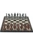 Büyük Boy Metal Ingiliz Satranç Takımı Antik ve Katlanır Ceviz Desenli Mdf Satranç Tahtası (43X43 Cm.) 4