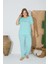 24072 Büyük Beden Kadın Kısa Kollu Pijama Takım 2