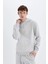 X8283 Regular Fit Kapüşonlu Içi Yumuşak Tüylü Basic Düz Sweatshirt 3