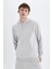 X8283 Regular Fit Kapüşonlu Içi Yumuşak Tüylü Basic Düz Sweatshirt 5