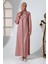 Pembe Kadın Fermuarlı Tek Parça Kendinden Örtülü Namaz Elbisesi 2