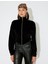 x Inji - Kadife Fermuarlı Şerit Detaylı Dik Yaka Asimetrik Crop Sweatshirt 3