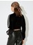 x Inji - Kadife Fermuarlı Şerit Detaylı Dik Yaka Asimetrik Crop Sweatshirt 4