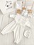 Kız Bebek Bebe Yaka Krem Dantelli Saten Elbise Set 2