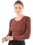 734 Bisiklet Yaka Crop Bluz Acı Kahve 1