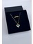 Kadın Paslanmaz Çelik Gold Zirkon Taşlı Kalp Kolye ve Taşlı Yüzük Set (Hediyelik) 2