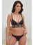 Aria's Closet Deri Görünümlü Balenli Destekli Dolgulu Askıları Çıkabilen Fermuarlı Dantelli Büstiyer Sütyen ve Slip Takım 1