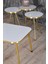 Zigon Sehpa ve Orta Sehpa Kr Gold Metal Ayak Gold Beyaz Set 1