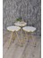 Zigon Sehpa ve Orta Sehpa Kr Gold Metal Ayak Gold Beyaz Set 3