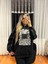 Leopar Detay Kapüşonlü Sweatshirt Siyah 5